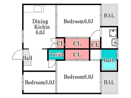 ビレッジハウス水島1号(3DK/4階)の間取り写真