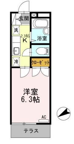 第IIメゾン谷端(1K/1階)の間取り写真