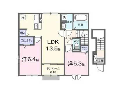 スロープ ケイプ 押田II(2LDK/2階)の間取り写真