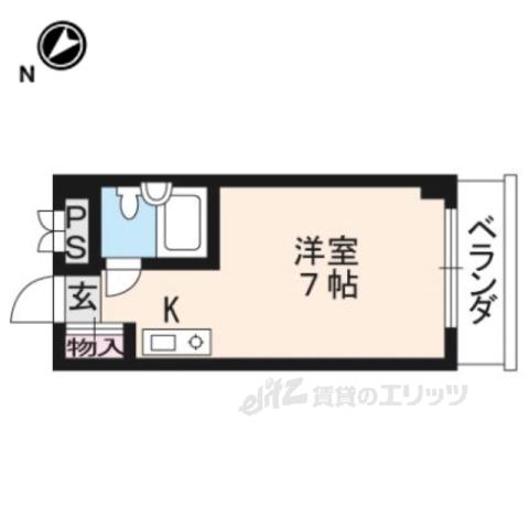 レイクフェスタ大津(ワンルーム/4階)の間取り写真