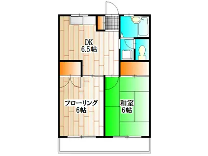 岩澤コーポB(2DK/3階)の間取り写真