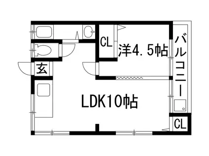 エコ蔵野(1LDK/2階)の間取り写真