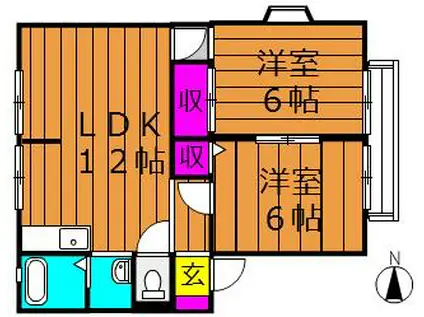 エポック広江A棟(2LDK/1階)の間取り写真