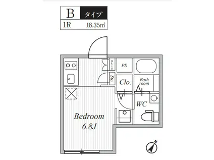 ASTILE三軒茶屋IV(ワンルーム/1階)の間取り写真
