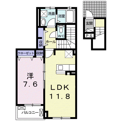 プロムナード(1LDK/2階)の間取り写真