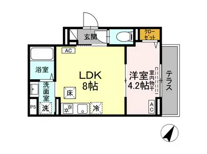 グラナーデ西大泉(1LDK/1階)の間取り写真
