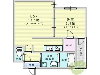 フジパレス吹田清和園5番館(1LDK/2階)の間取り写真