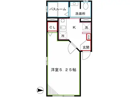 カルム東中野(1K/4階)の間取り写真