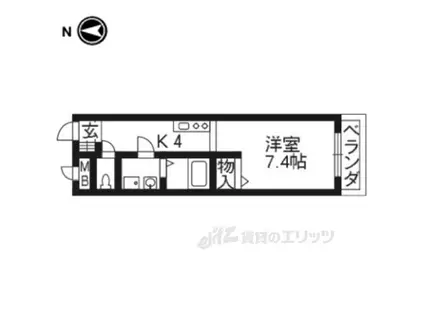 グラン上桂(1K/3階)の間取り写真