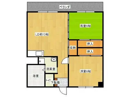 サンコーポシライシ(2LDK/3階)の間取り写真