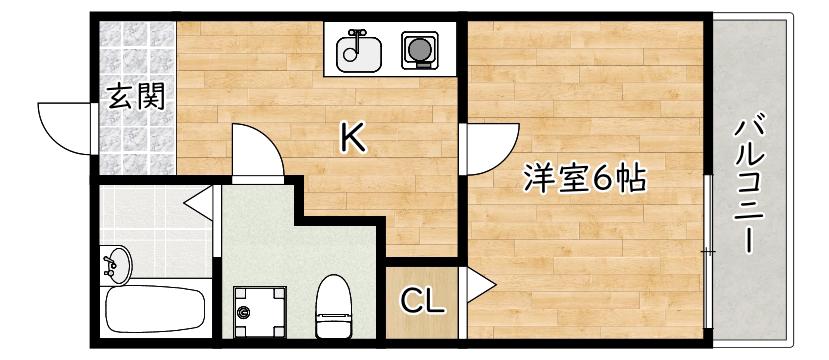 エフグレイス豊中南(1K/2階)の間取り写真