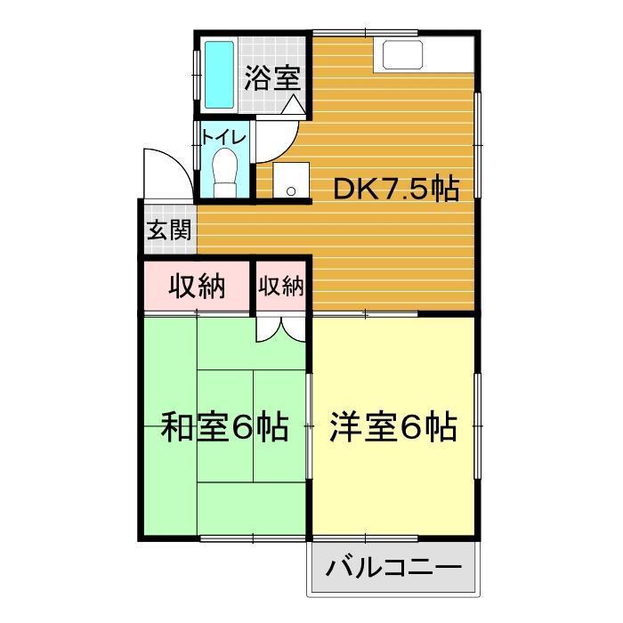 メゾン綾羅木(2DK/2階)の間取り写真