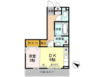 D-ROOM魚津イースト(1DK/3階)の間取り写真