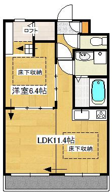 スカイガーデン(1LDK/1階)の間取り写真