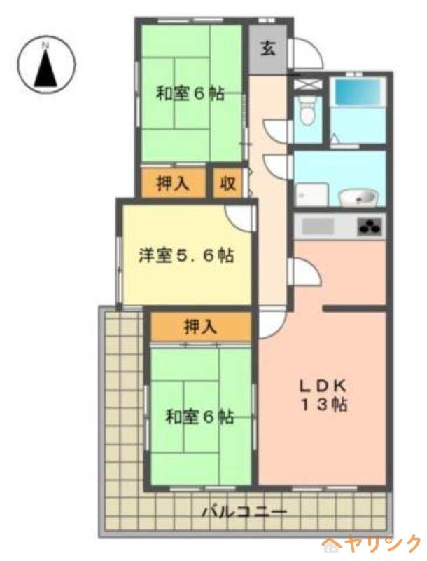 ラ・クラッシィ社ヶ丘(3LDK/2階)の間取り写真