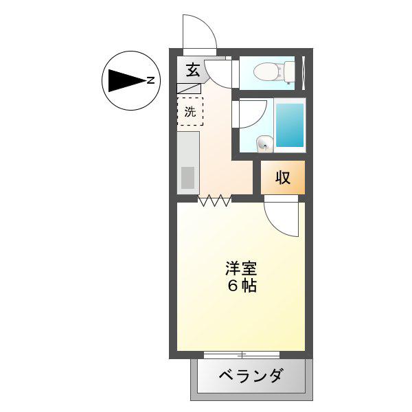 サンフラット(1K/2階)の間取り写真