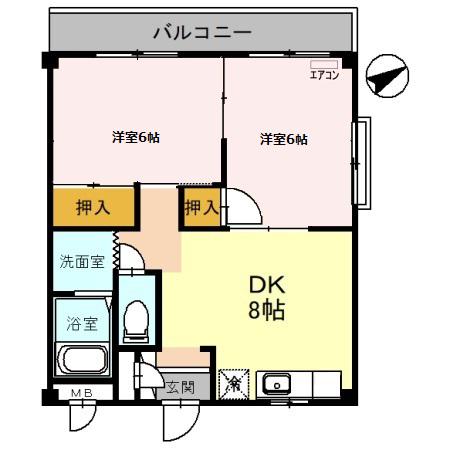 コーポK-1(2DK/3階)の間取り写真