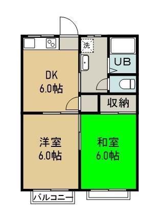 シャトルタカノ(2DK/2階)の間取り写真