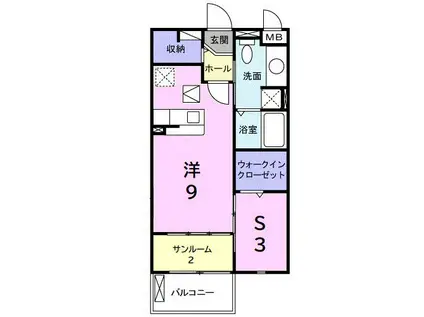 ベルオーブ(ワンルーム/1階)の間取り写真