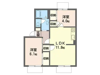 ハイムみしゅらん(2LDK/1階)の間取り写真