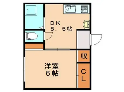 泰平ビル(1DK/2階)の間取り写真