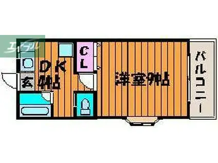 コーポラスK(1DK/2階)の間取り写真