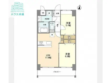 ルーカス長崎諫早I(2LDK/3階)の間取り写真