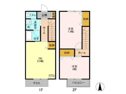 レピュート岡部 A(2DK/1階)の間取り写真