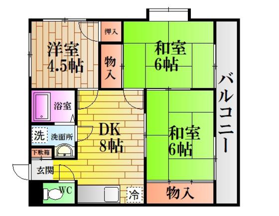 岡田ビル(3DK/3階)の間取り写真