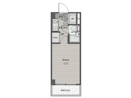 グランピア湘南(1K/3階)の間取り写真