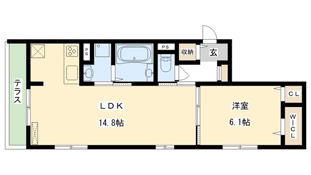 グランドール清水(1LDK/1階)の間取り写真