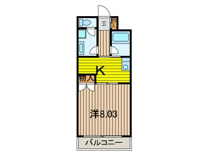 オネストビル(1DK/3階)の間取り写真