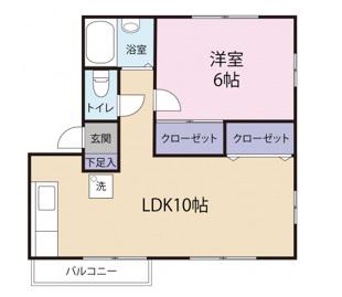 グリーンパール富士見ヶ丘(1LDK/1階)の間取り写真