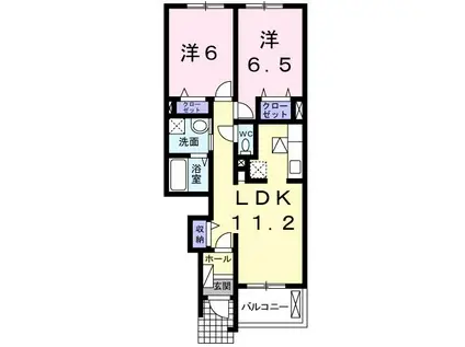 サンリット ガーデンB(2LDK/1階)の間取り写真