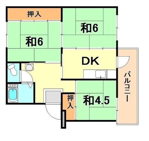 山陽電鉄本線 滝の茶屋駅 徒歩23分 5階建 築56年(3DK/5階)の間取り写真