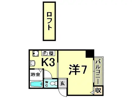 パイン神戸三宮(ワンルーム/4階)の間取り写真
