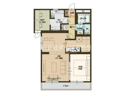 マンションヒルトップ(1LDK/3階)の間取り写真