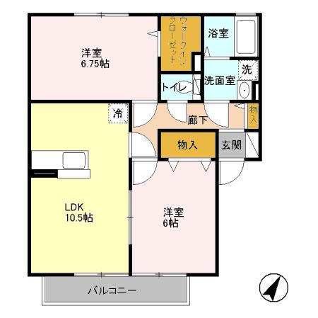 ラディアント(2LDK/1階)の間取り写真