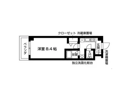 ベルフローラ白鳥(1K/2階)の間取り写真