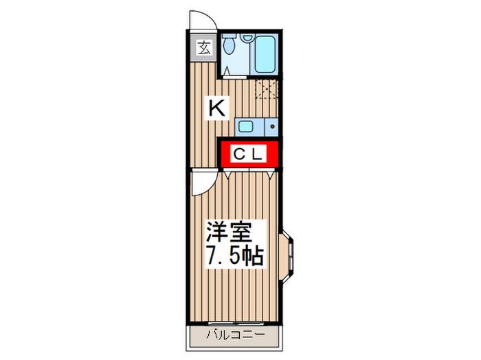 イワサレジデンスA棟(1K/2階)の間取り写真