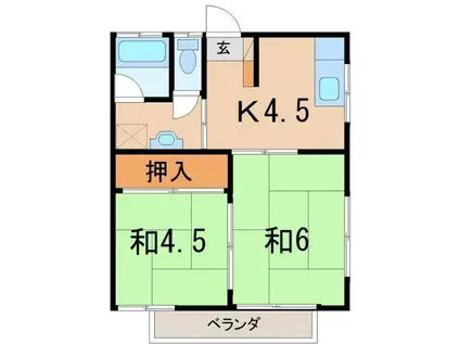 スカイコーポA(2K/1階)の間取り写真