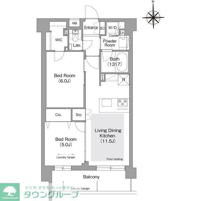 コンフォリア・リヴ文京護国寺(2LDK/B1階)の間取り写真