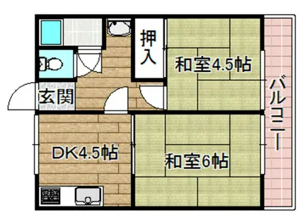 ヴェール美園(2DK/1階)の間取り写真