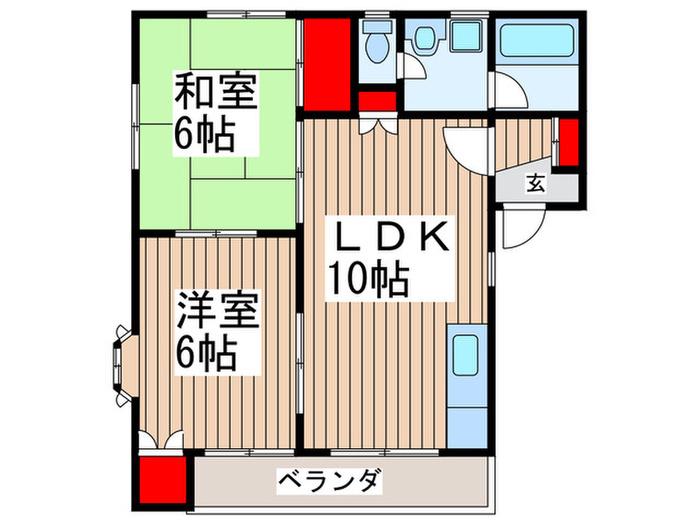 ドミール21(2LDK/1階)の間取り写真