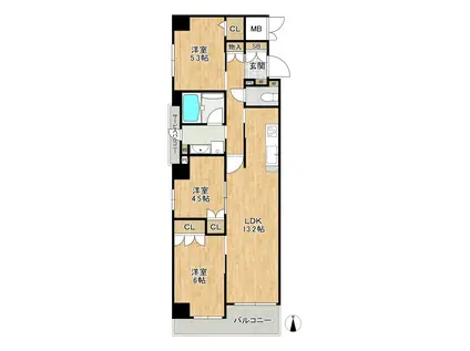 サンマイン北浜(2SLDK/13階)の間取り写真