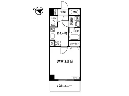 グランドール梶ヶ谷(1K/1階)の間取り写真