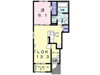 H-ANGE I(1LDK/1階)の間取り写真