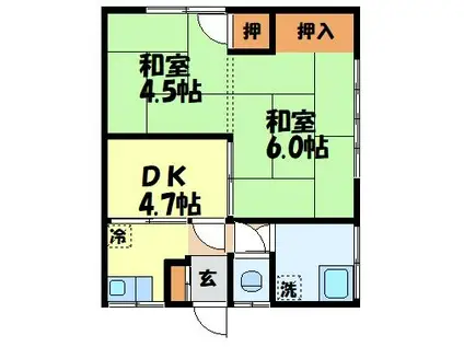 いずみアパート(2DK/1階)の間取り写真