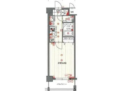 パルティール覚王山(1K/7階)の間取り写真