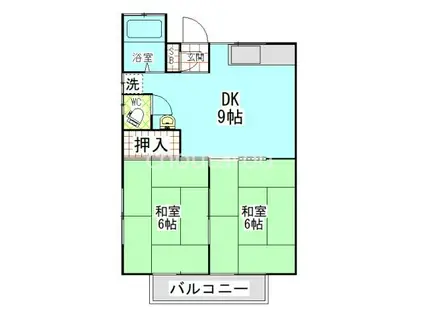 ハイムタキザワ(2DK/2階)の間取り写真